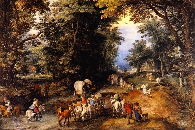 1568-1625 | Jan Brueghel der Ältere: „Frequentierte Waldstraße“ | Quelle: Wikimedia Commons