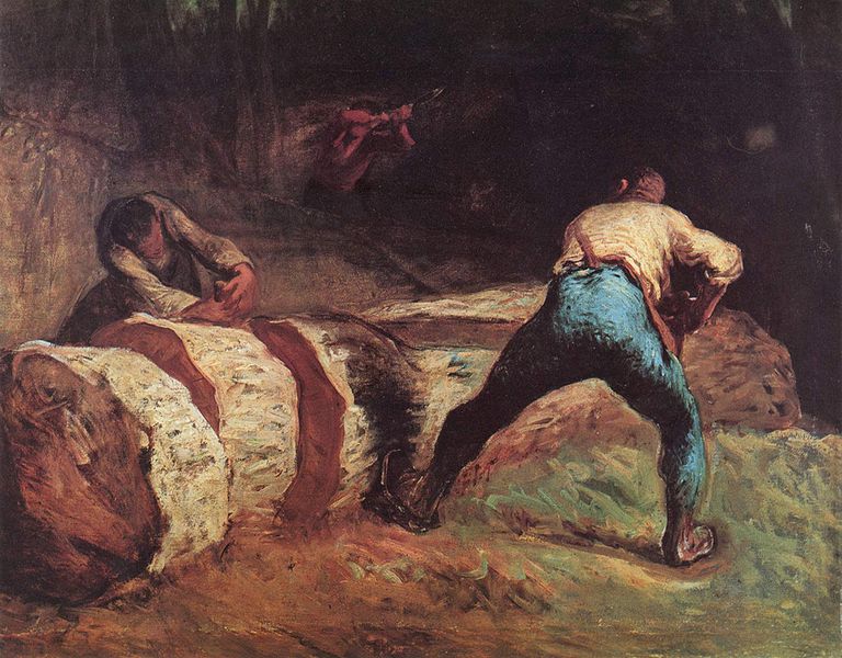1850 Jean-François Millet-Waldarbeiter beim Holzsägen-wikimedia commons