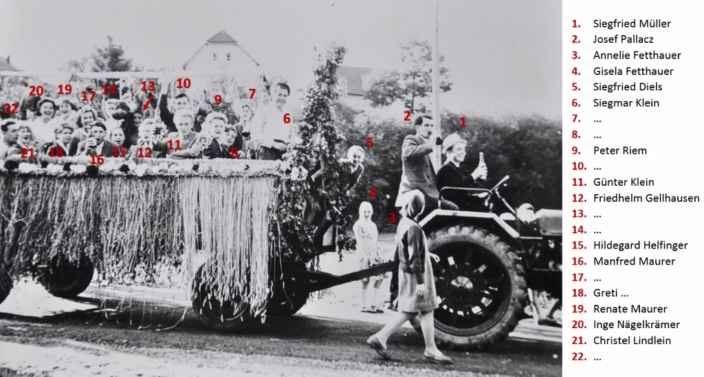 1958 | Erntedankfest: Hab mein Wagen voll geladen | Erkennung bei Seniorenfeier 2015-2016 und Gisela Pallacz | Repro: Burkhard Schäck