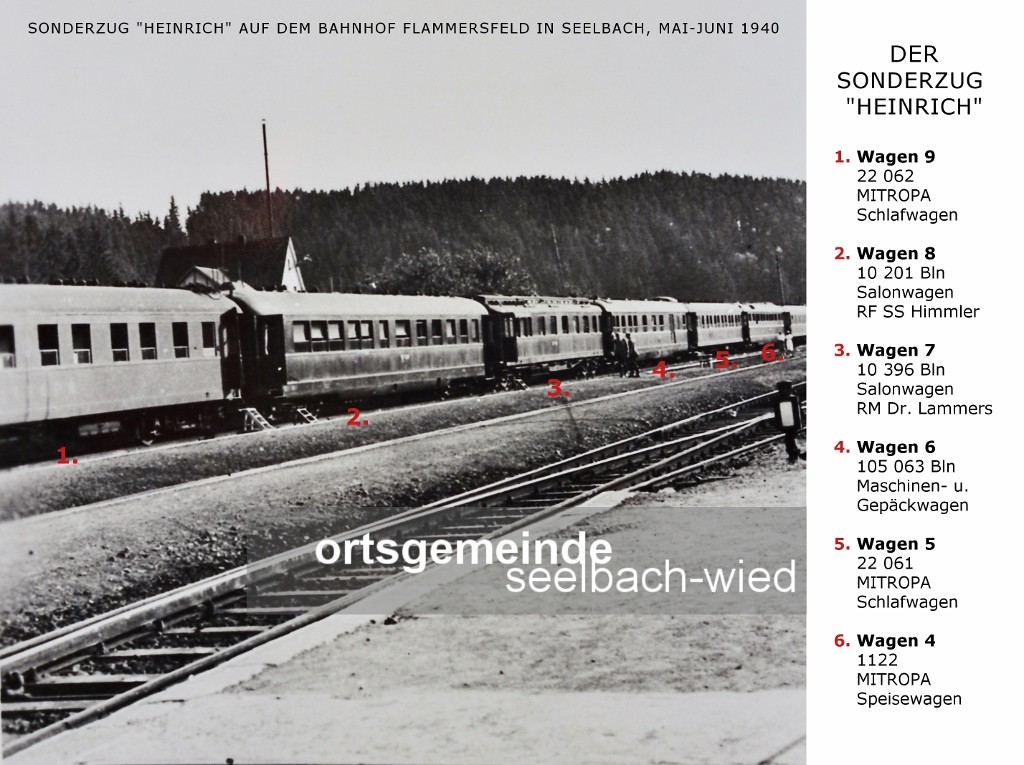 Bild bei Klick vergrößern Mai-Juni 1940 | Teilaufnahme des Sonderzuges „Heinrich“ auf dem Bahnhof Flammersfeld während des Frankreichfeldzuges Archiv: Sohnius Repro: Wilfried Klein Identifizierung: Joachim Deppmeyer, Eisenbahnhistoriker