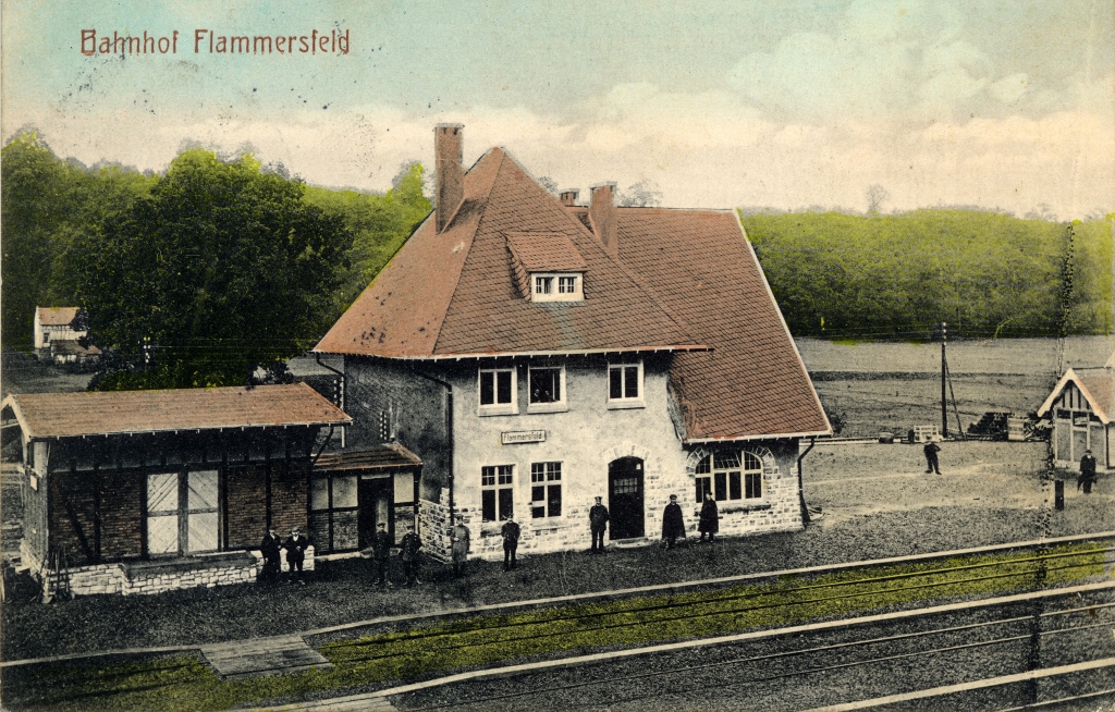Historisches Foto 1913 gelaufen |Postkarte Bahnhof Flammersfeld