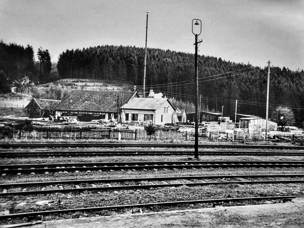 Historisches Foto 1950er Bahngleise, Saegewerk Sohnius