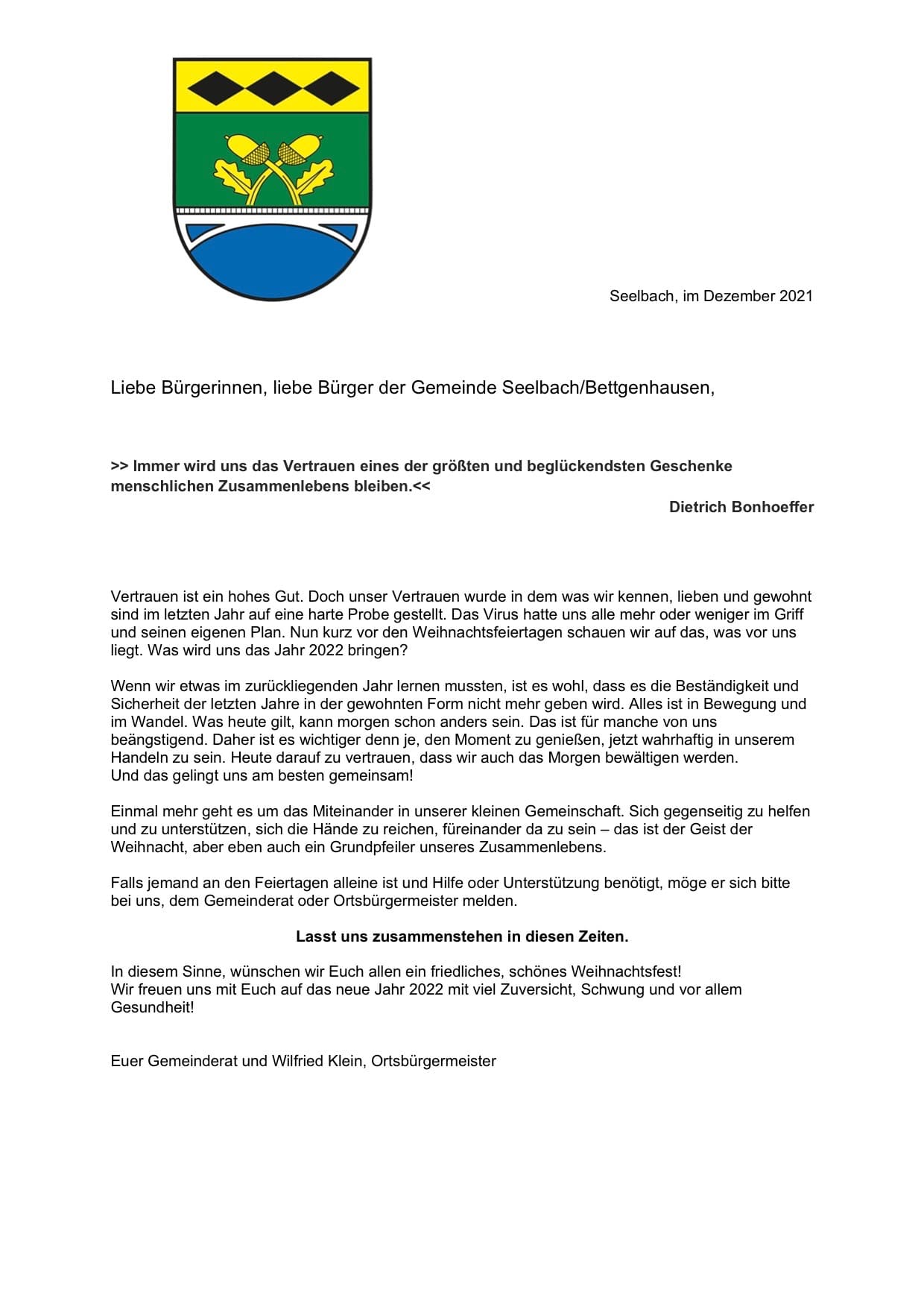 Gemeindebrief Weihnachtsgruß
