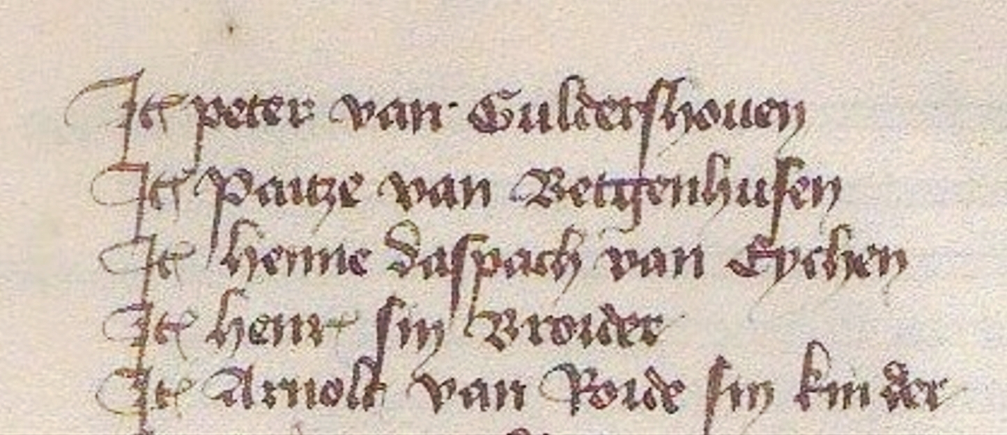 Abbildung eines Ausschnitts aus der Urkunde von 1411 | 2. Zeile: Paitze von Betgenhusen | Foto: Verbandsgemeinde Flammersfeld